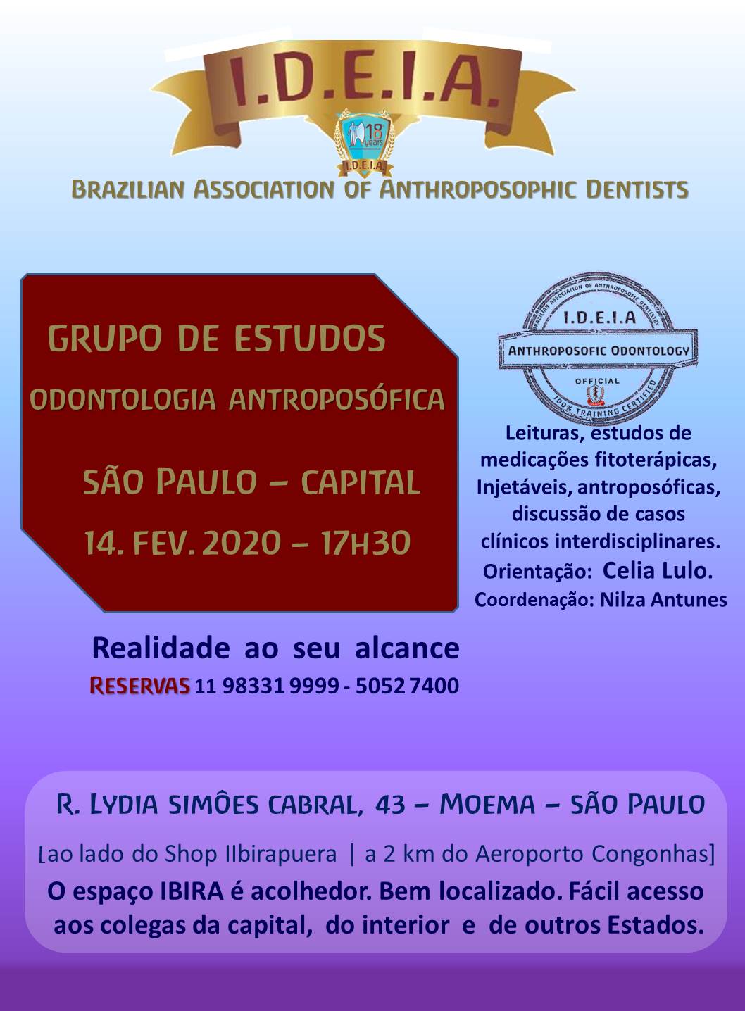 Grupo de Estudos Odontologia Antroposofica 2020 - Cartaz